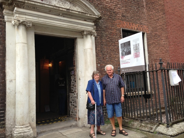 Stella Larkin and her husband Michael McConnon on the steps of Dublin Tenement Experience 